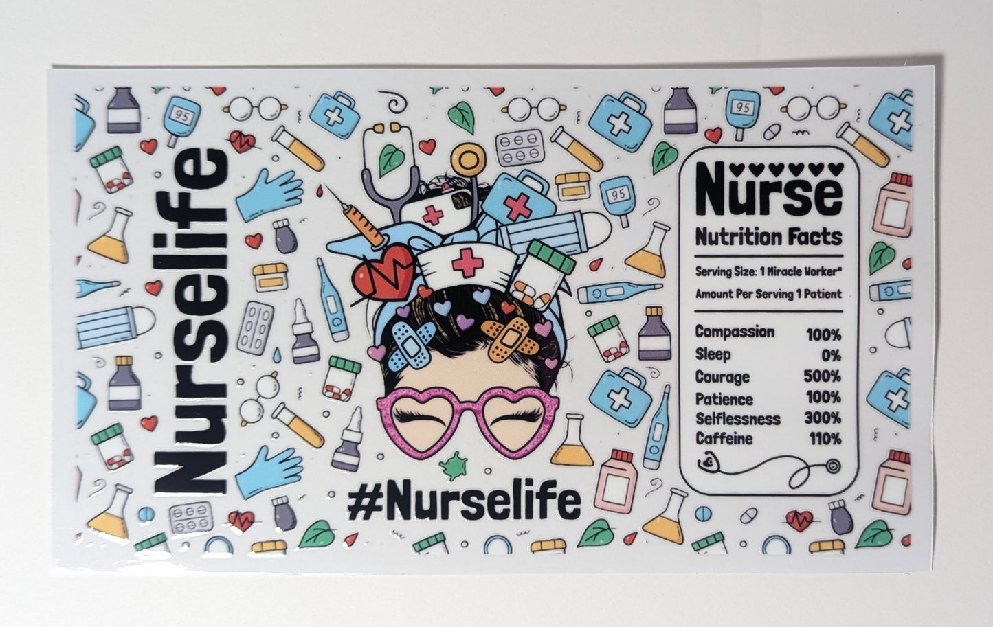 16 oz Glass Cup with Bamboo Lid β Nurse Edition! | Libby Cup | Beer Can Glass | Gift for Mother's Day | Glass Cup for Nurse
