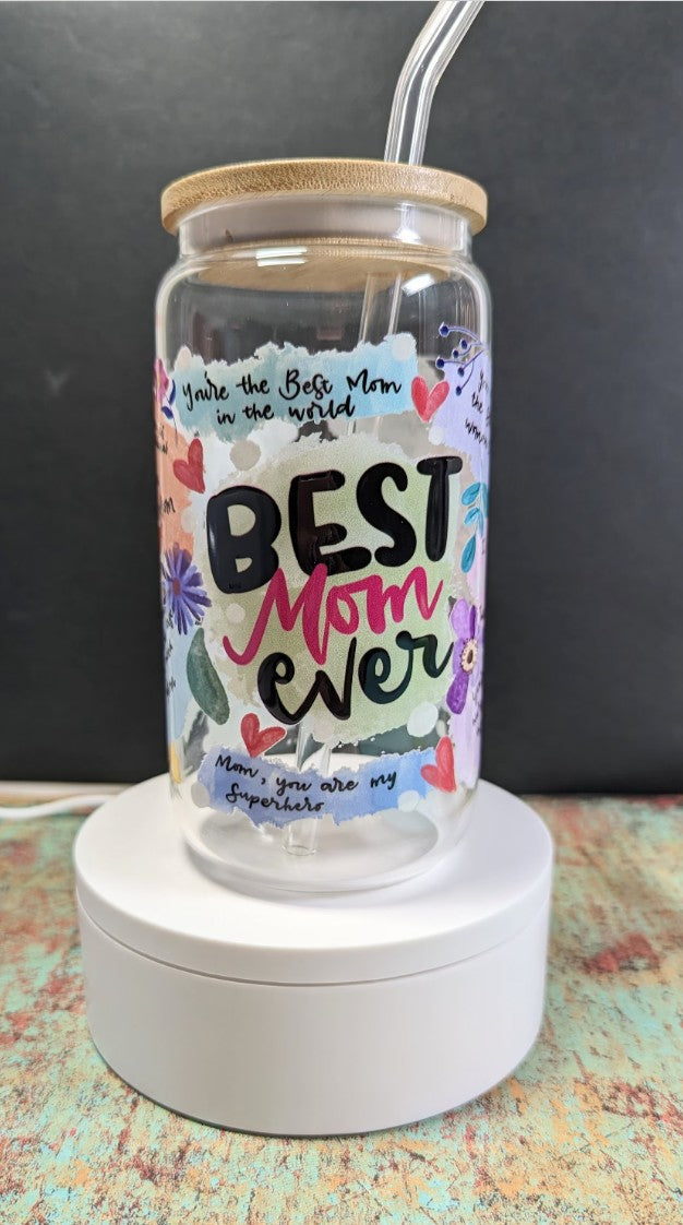 MOM Daily Affirmations | Mom Affirmations Tumbler | Mother's Day Gift, 16oz Tumbler Gift, Best Mom Ever Glass Tumbler