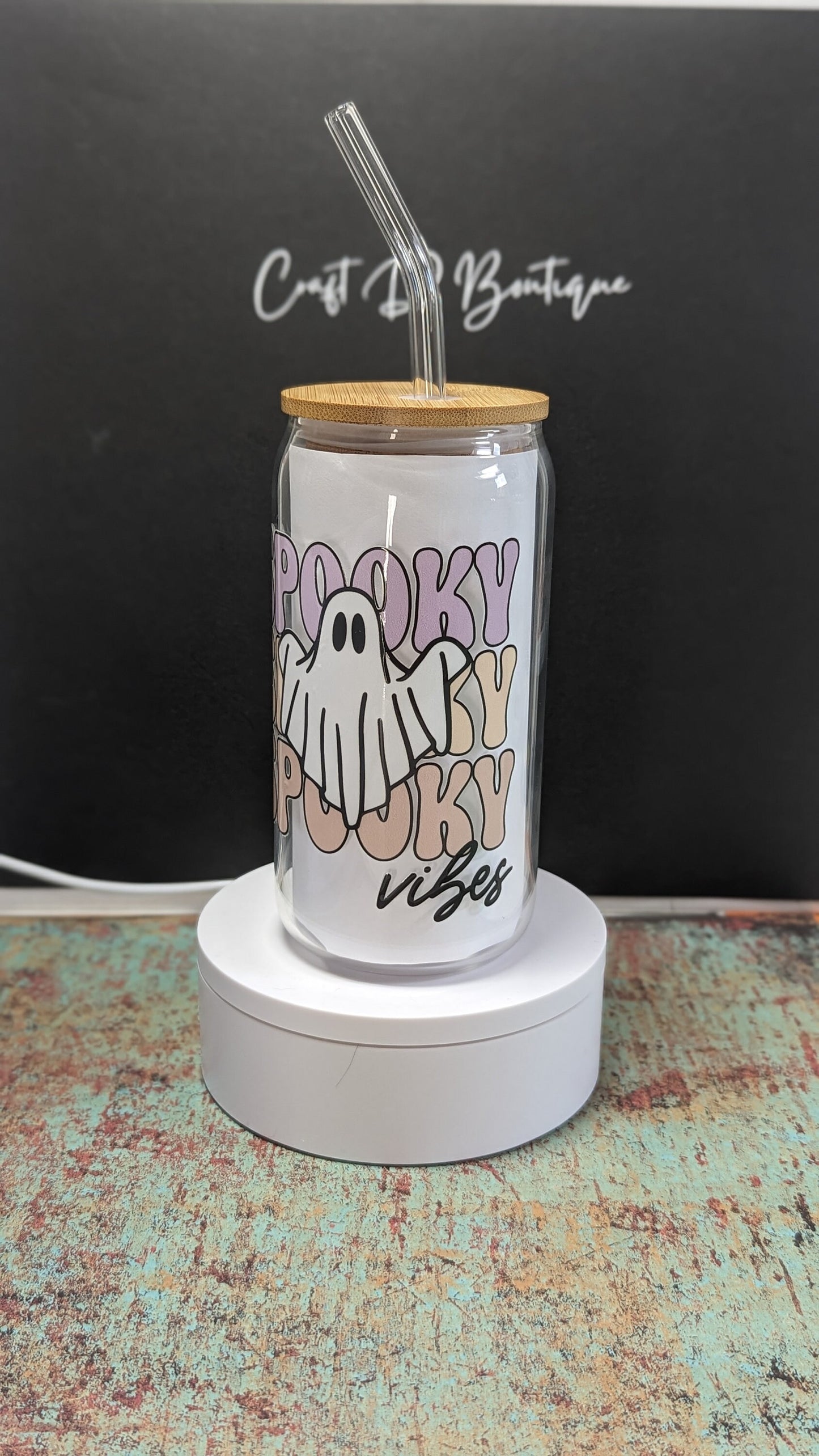 Spooky Season 16oz Glass | Gift | Halloween | Fall | Present | Bamboo Cup