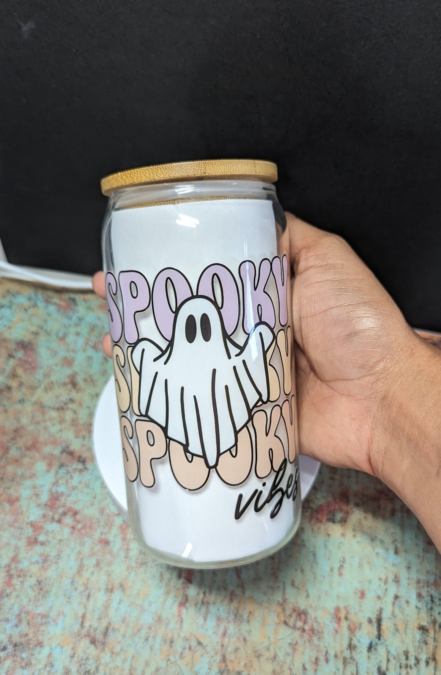Spooky Season 16oz Glass | Gift | Halloween | Fall | Present | Bamboo Cup