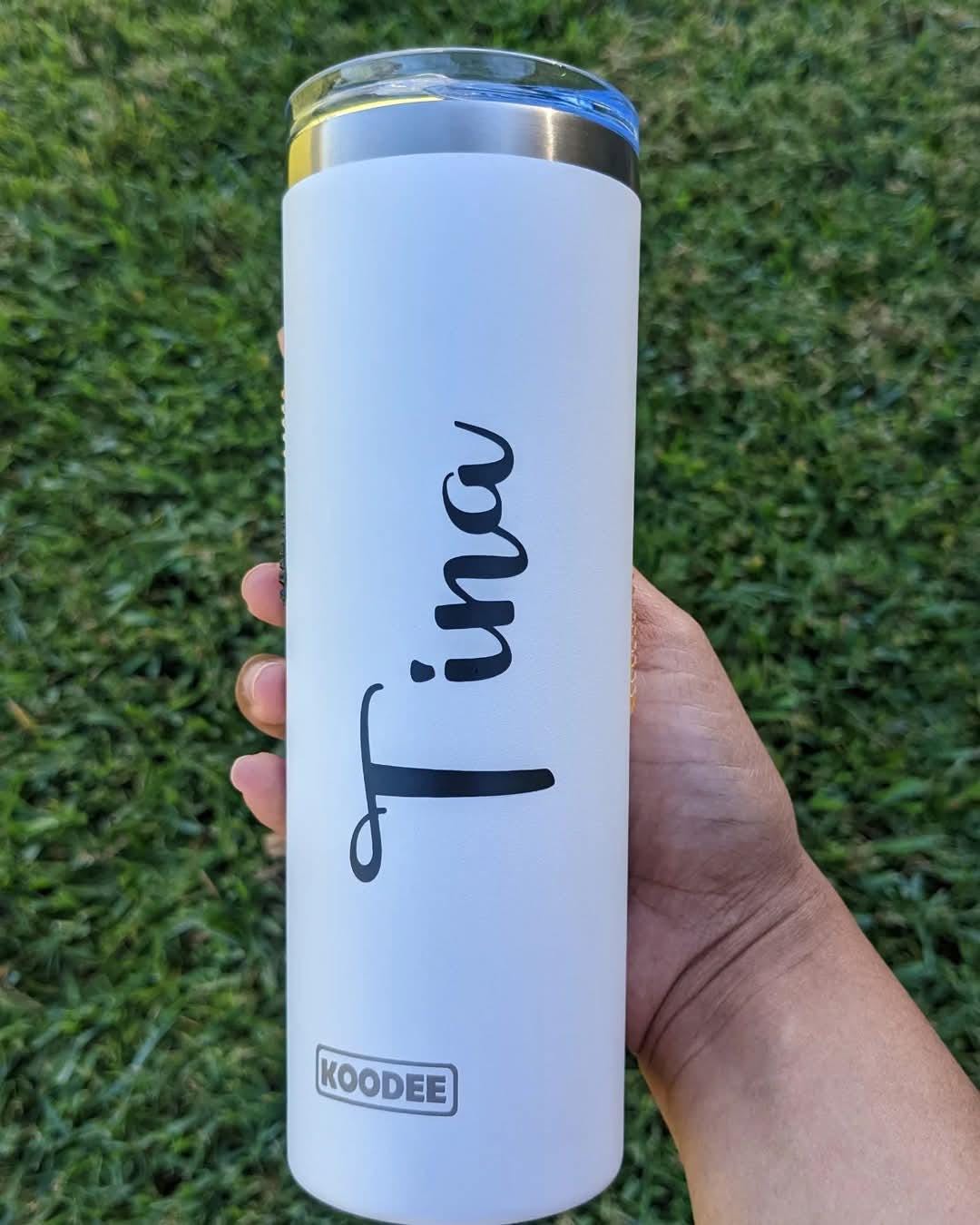 Football-Themed Skinny Tumbler | Gift | 20oz | Stainless Steel w/ Lid, Straw & Rhinestones