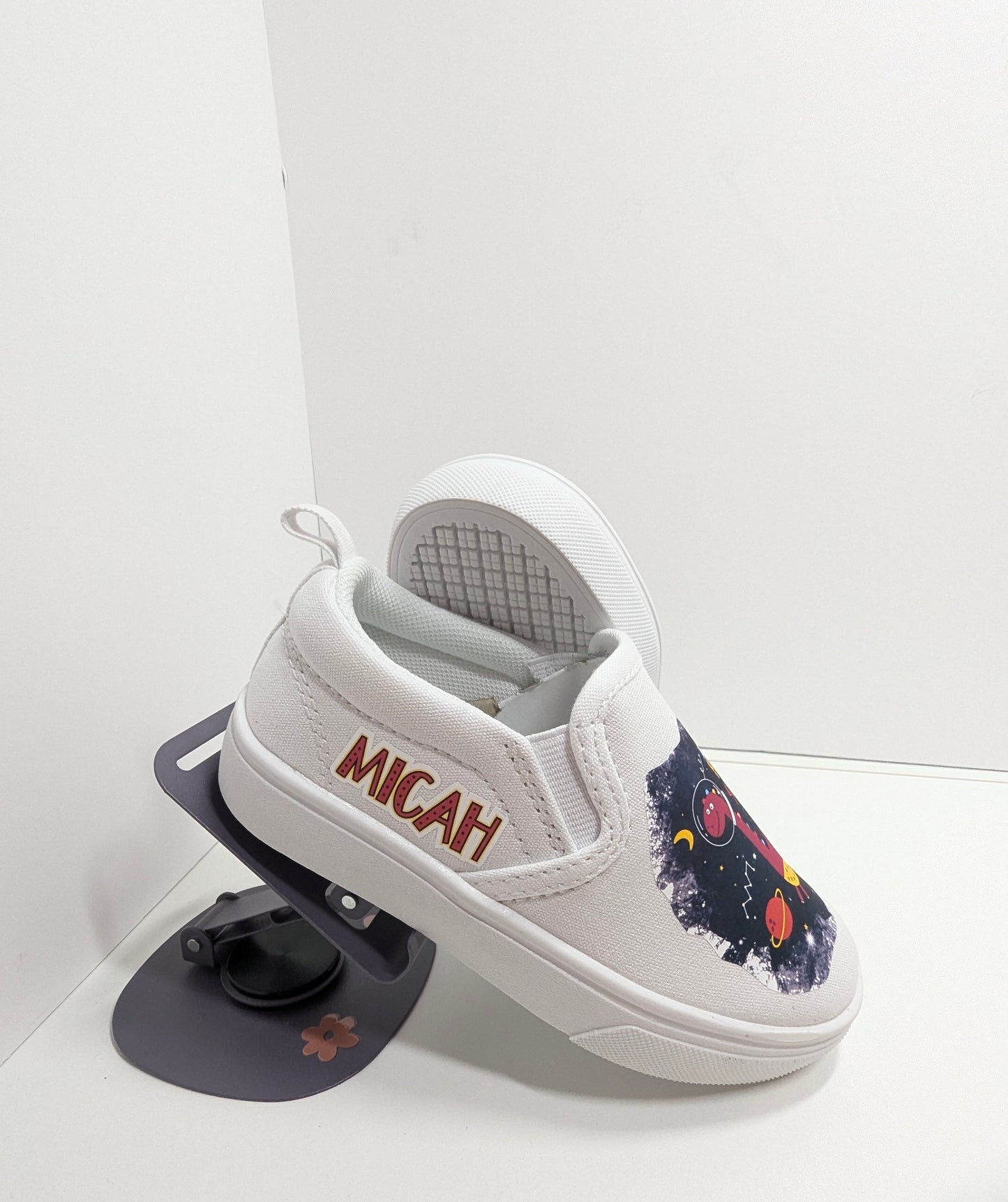 Personalized Space Dinosaur Shoes β Custom Name Sneakers for Toddlers || Add Name || Kids Shoes