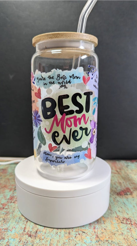 MOM Daily Affirmations | Mom Affirmations Tumbler |  Mother's Day Gift, 16oz Tumbler Gift, Best Mom Ever Glass Tumbler