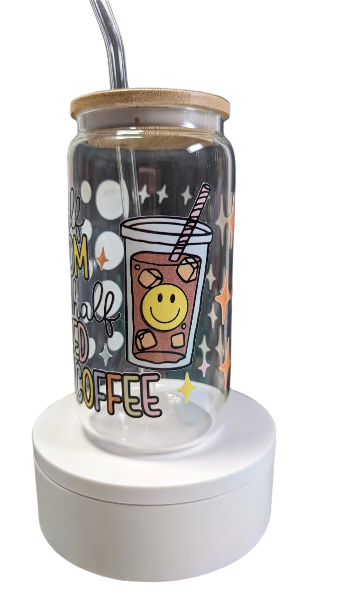 Half Mom Half Iced Coffee Can Glass| Mother's Day Gif | Mom's Day| Coffee Lover| Cool Mom