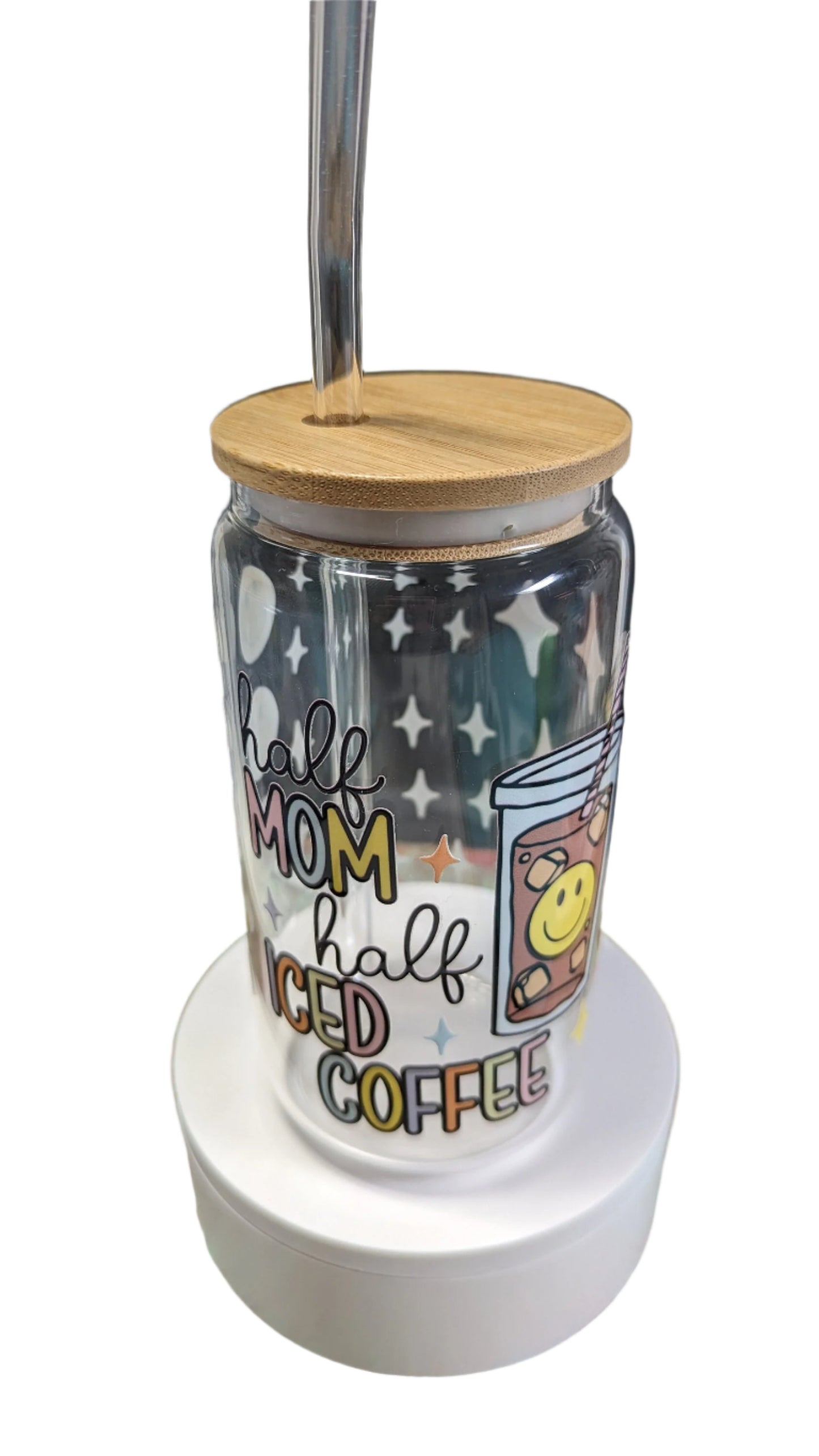 Half Mom Half Iced Coffee Can Glass| Mother's Day Gif | Mom's Day| Coffee Lover| Cool Mom