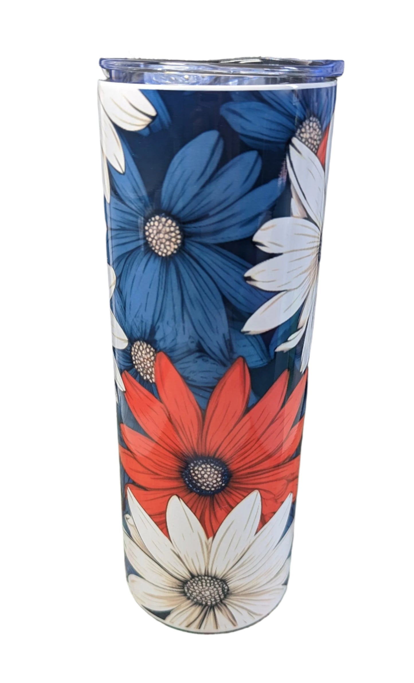 Flower Tumbler | 4th of July | Patriot Tumbler | USA Colors | 20oz Tumbler | Sublimination Tumbler