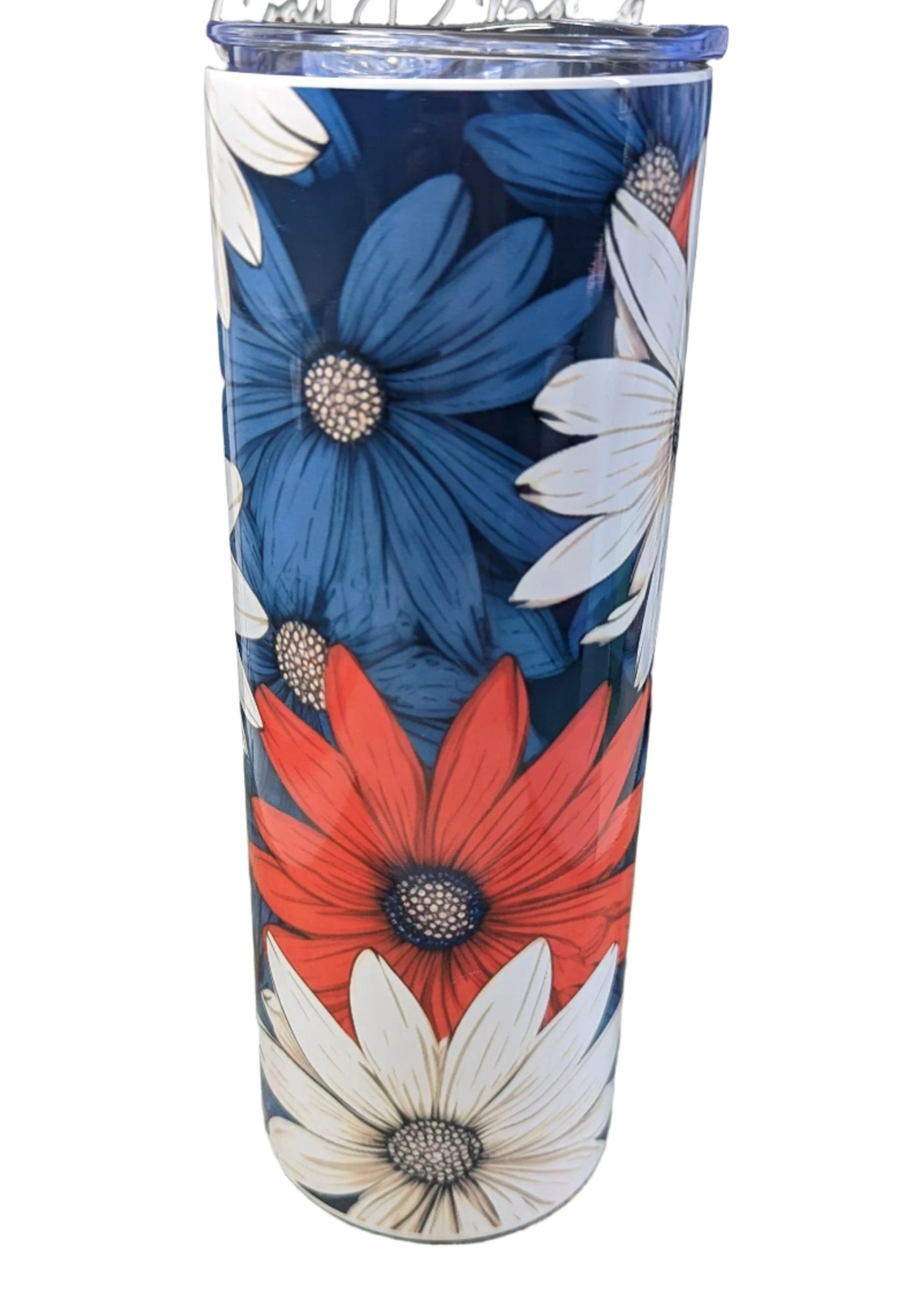 Flower Tumbler | 4th of July | Patriot Tumbler | USA Colors | 20oz Tumbler | Sublimination Tumbler