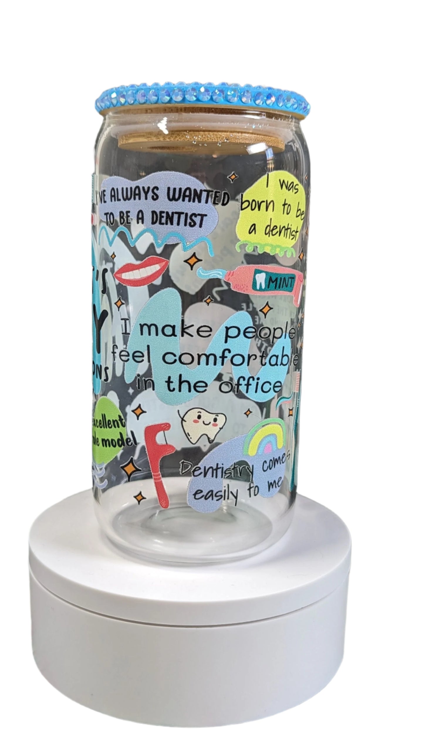 Dentist Daily Affirmations | Cup | Glass Gup | Gift | 16oz Glass Can