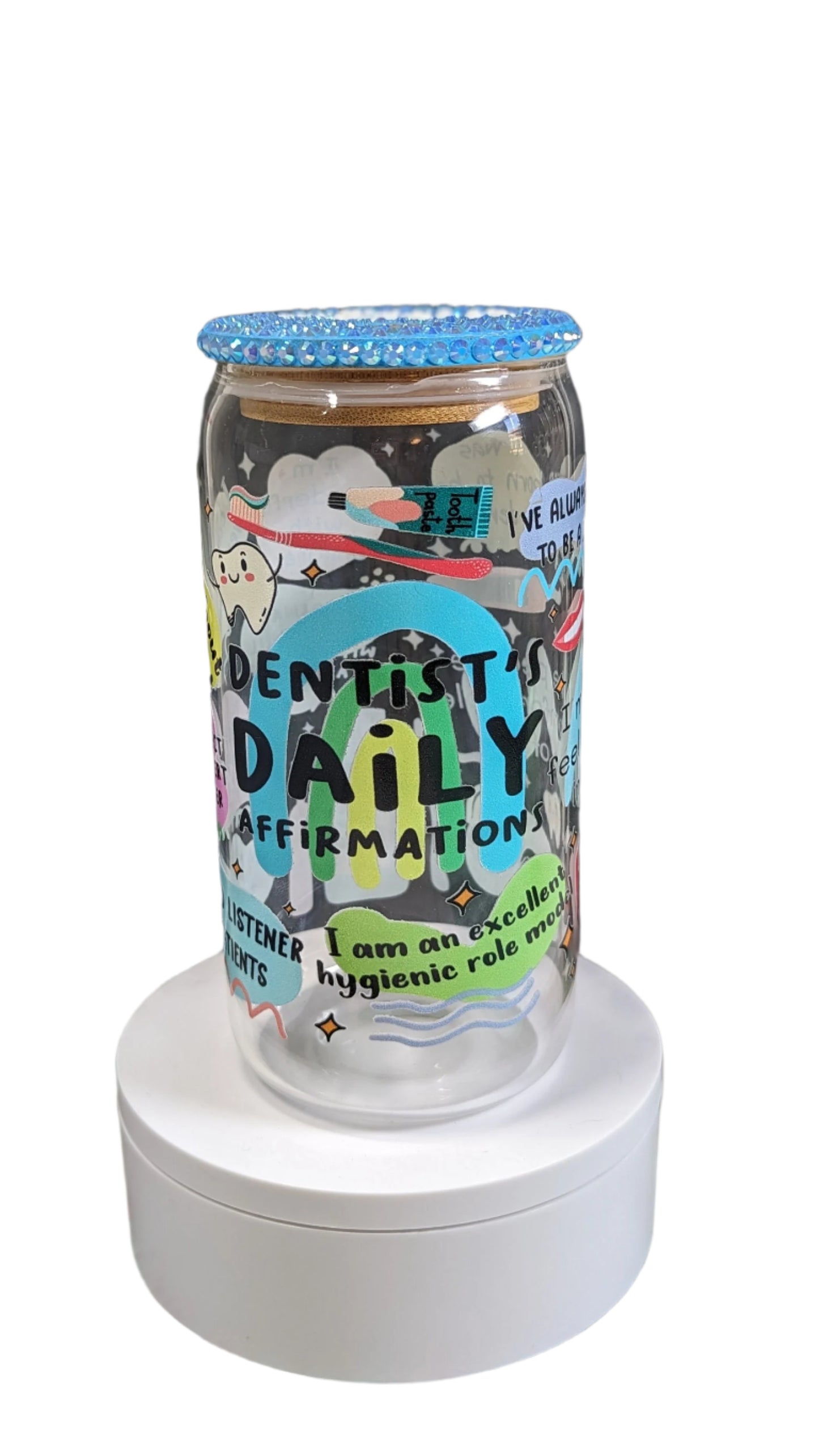 Dentist Daily Affirmations | Cup | Glass Gup | Gift | 16oz Glass Can