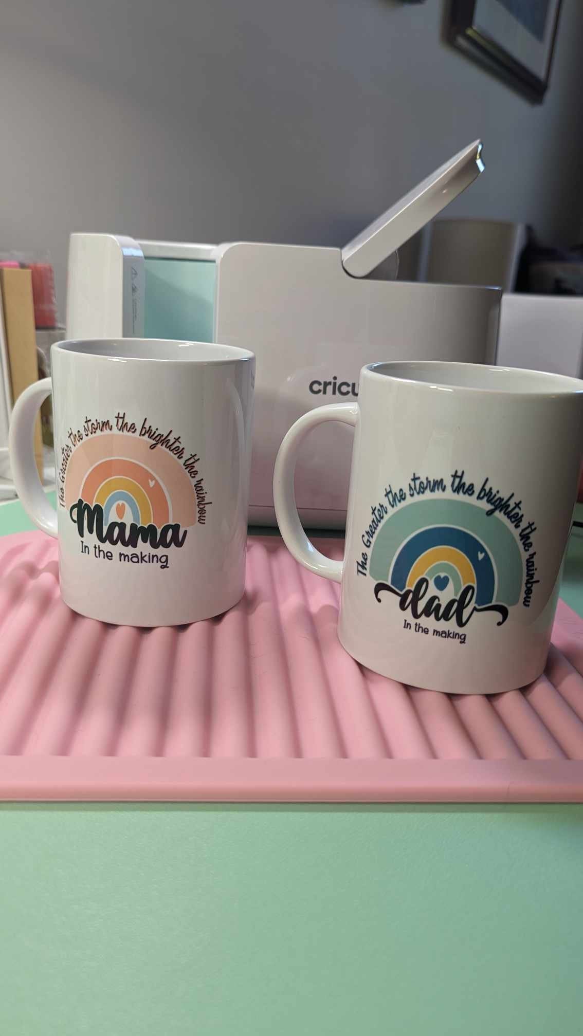 Ceramic Rainbow Baby Mug | 'Mama in the Making' or 'Dad in the Making' | Printed on Both Sides | Baby Shower Gift | New Mom or Dad Gift Idea