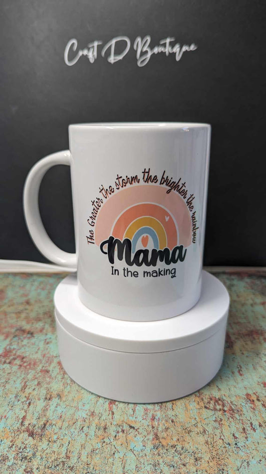 Ceramic Rainbow Baby Mug | 'Mama in the Making' or 'Dad in the Making' | Printed on Both Sides | Baby Shower Gift | New Mom or Dad Gift Idea