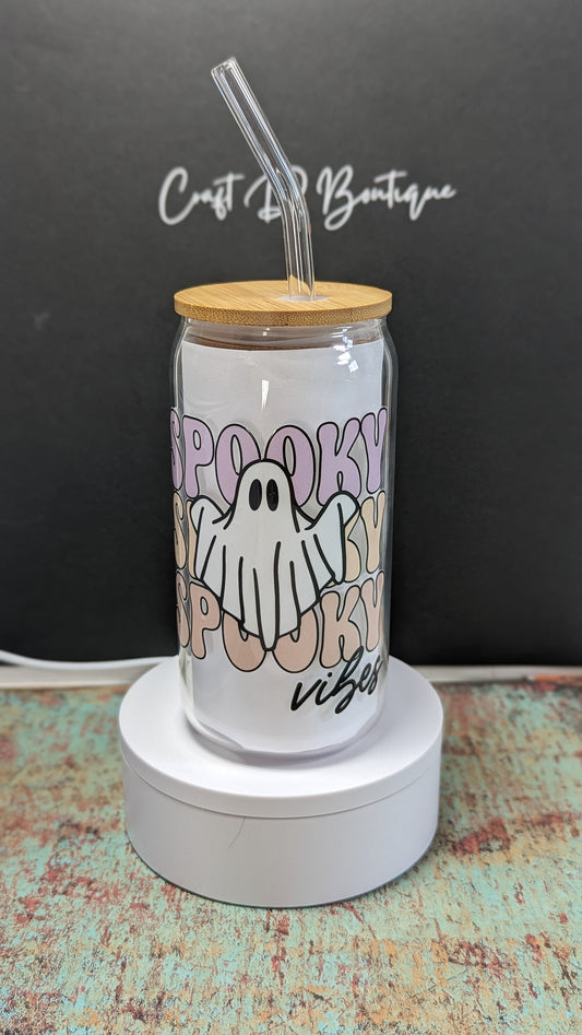 Spooky Season 16oz Glass | Gift | Halloween | Fall | Present | Bamboo Cup