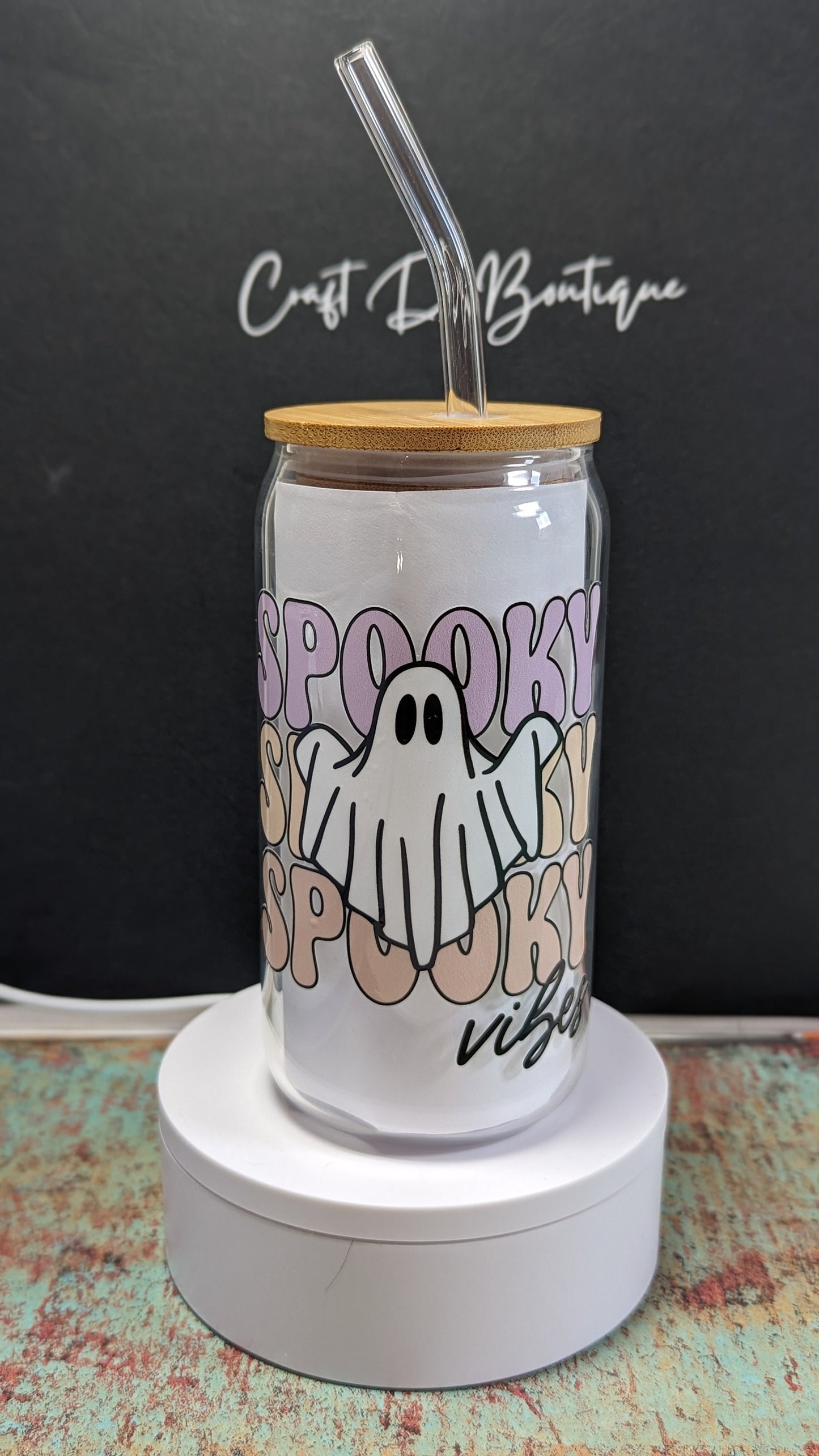 Spooky Season 16oz Glass | Gift | Halloween | Fall | Present | Bamboo Cup