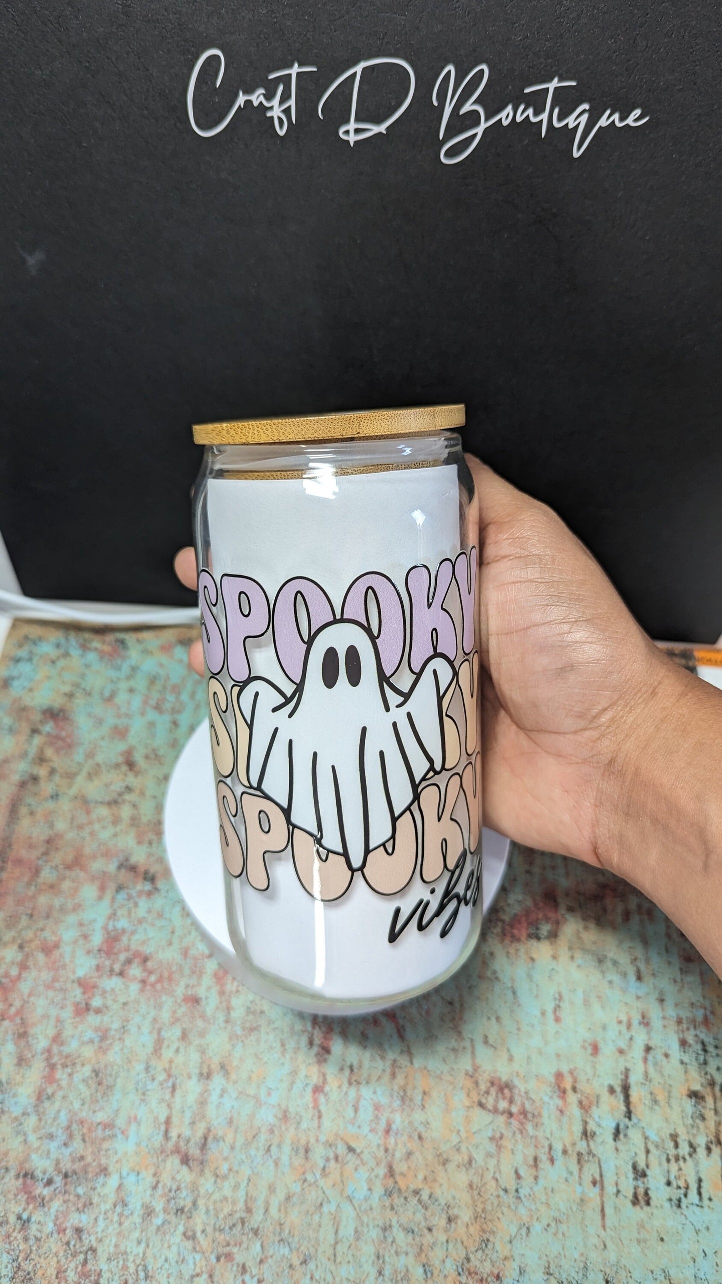 Spooky Season 16oz Glass | Gift | Halloween | Fall | Present | Bamboo Cup