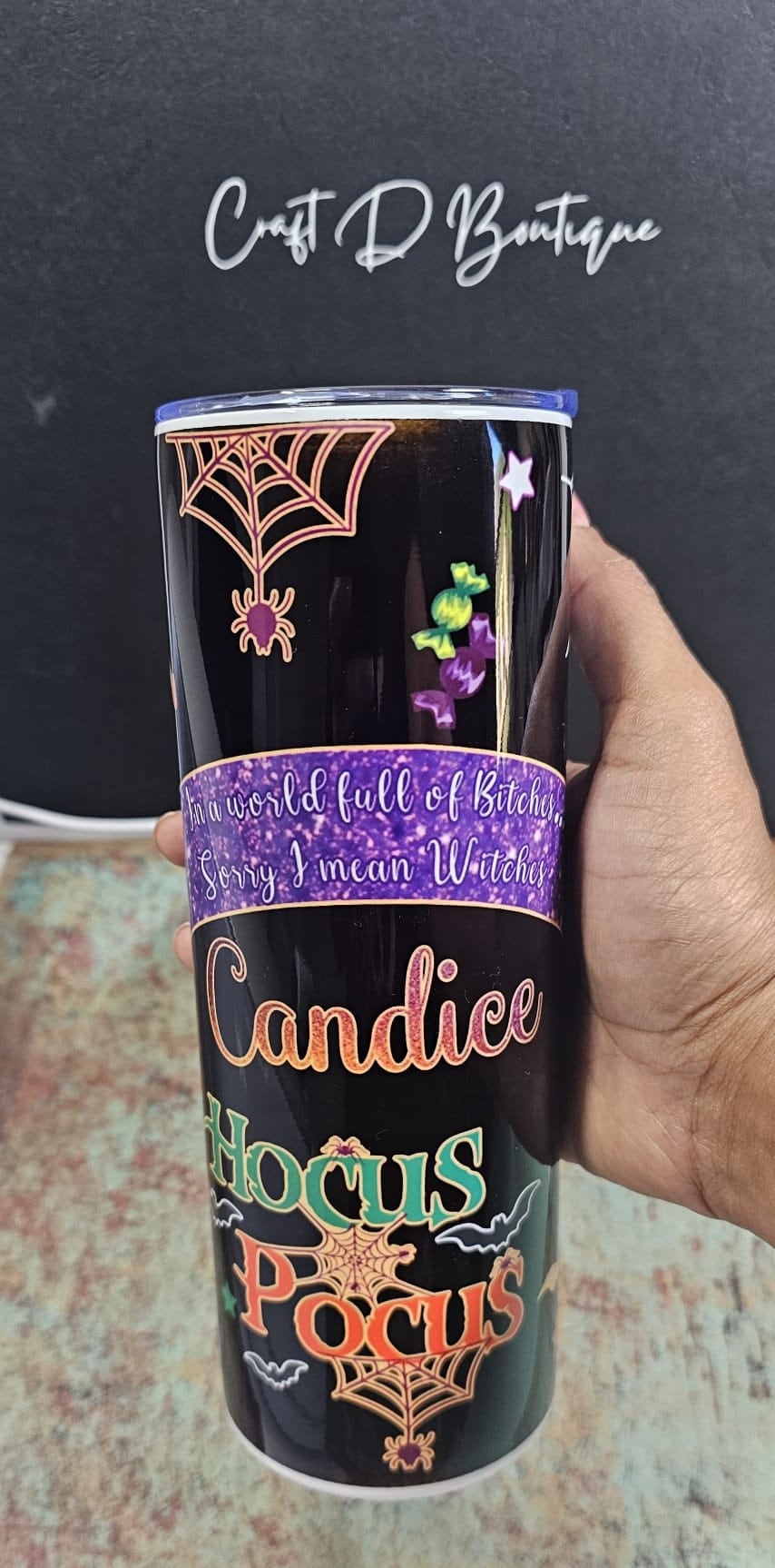 Custom Tumbler | Hocus Pocus Tumbler | Add Names | Custom Order Gift for Her | 20oz Tumbler with Lid and Straw Halloween Tumbler